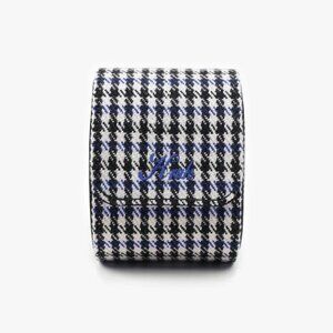 KRUK Blue Pepita with Black Suede Interior Single Watch Roll Travel/Storage Case